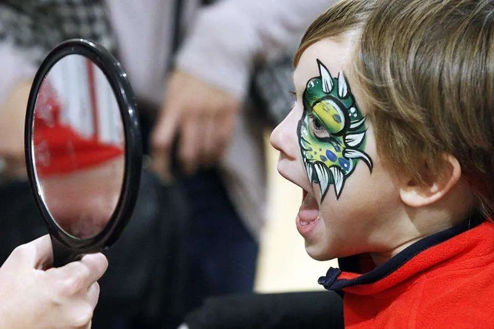 boy with monster face paint